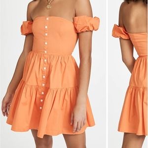 Staud Mini Dress Elio size 10 orange nectarine